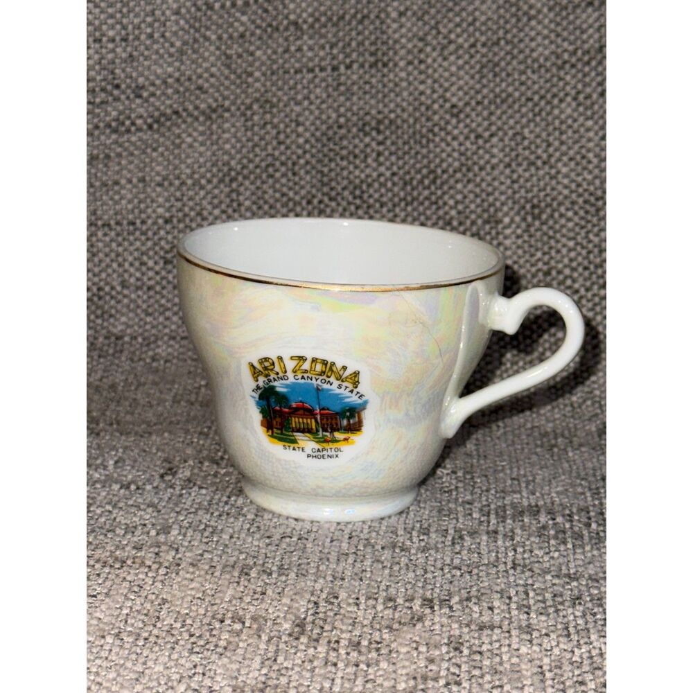 Arizona Grand Canyon State Capital Souvenir Iridescent Lusterware Cup Vintage